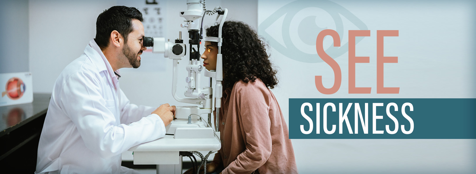 An eye doctor examines the eye of a woman over 40, focusing on her vision health and eye care needs.